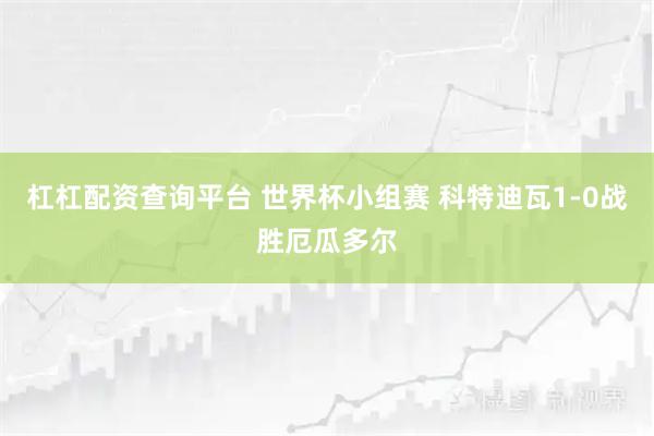 杠杠配资查询平台 世界杯小组赛 科特迪瓦1-0战胜厄瓜多尔